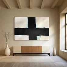 Load image into Gallery viewer, Bold Black - and - White Abstract Cross Art for Modern Church &amp; Minimalist Study DKH180

