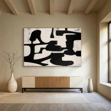 Load image into Gallery viewer, Bold Black and White Abstract Forms Abstract acrylic painting DLZ063
