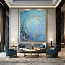 Load image into Gallery viewer, “Turquoise Swirl with Gold” – Textured turquoise and blue swirls, accented with gold. DTP332
