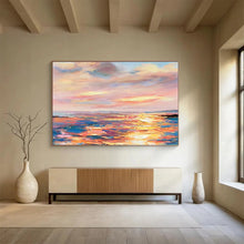 Load image into Gallery viewer, Hand - painted Pastel Sunset Seascape Acrylic Art for Coastal Bedroom Retreats LargeART1736
