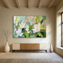 Load image into Gallery viewer, White Flower “Blush Magnolias” Painting on Canvas, Romantic Floral Art DKH836
