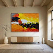 Load image into Gallery viewer, Bold Color Abstract Landscape Painting on Canvas - “Fiery Fields” DKH652
