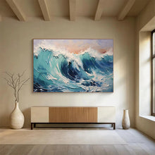 Load image into Gallery viewer, Turquoise Wave Textured Abstract Painting on Canvas - “Coastal Rhythm” DKH679
