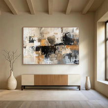 Load image into Gallery viewer, Hand - painted Neutral Tones Abstract Composition Acrylic Art for Serene Spa Waiting Areas LargeART1717
