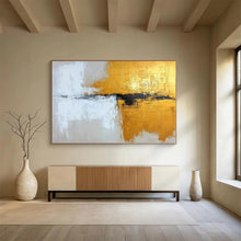 Load image into Gallery viewer, Hand - painted Oversized Gold, Black, and White Abstract Acrylic Art for Luxurious Living Rooms LargeART1803
