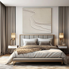 Load image into Gallery viewer, Beige Textured Lines Abstract Canvas Painting, Ideal for Minimalist Bedroom &amp; Serene Yoga Studio LargeART1094
