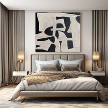 Load image into Gallery viewer, Hand - painted Extensive Black - White Geometric Abstract Acrylic Art for Minimalist Galleries LargeART0132
