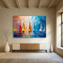 Load image into Gallery viewer, Colorful “Sailing Adventure at Sea” Painting on Canvas, Nautical Art Centerpiece DKH800
