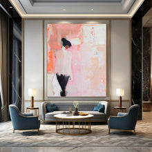 Load image into Gallery viewer, Minimalist Abstract Figure Art, Soft Pink - Toned Painting for Feminine Bedroom &amp; Serene Meditation Space LargeART2205
