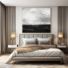 Load image into Gallery viewer, Monochrome Sea - Sky Abstract Canvas Painting, Ideal for Coastal Bedroom &amp; Minimalist Office LargeART1154
