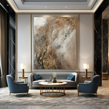 Load image into Gallery viewer, Minimalist Abstract Art, Earth - Toned Gold - Accented Painting for Bohemian Living Room &amp; Calming Office LargeART2247
