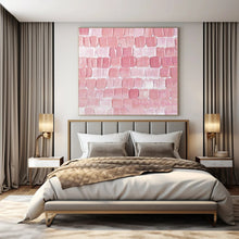 Load image into Gallery viewer, Large - Scale Hand - painted Pink Textured Tiles Acrylic Art for Feminine - Inspired Bedrooms LargeART0178
