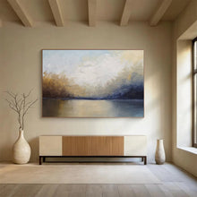 Load image into Gallery viewer, Soft - Toned Lake and Sky Reflection Abstract acrylic painting DLZ041
