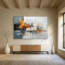 Load image into Gallery viewer, Urban Abstraction Grey, Orange &amp; Dynamic Textures on Canvas DLZ002
