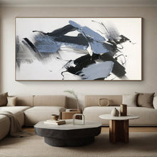 Load image into Gallery viewer, Custom Large - Scale Blue - Black Dynamic Strokes Art - Perfect for Modern Office &amp; Creative Studio LargeART0795
