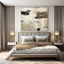 Load image into Gallery viewer, Hand - painted Extensive Beige - Black Abstract Composition Acrylic Art for Minimalist Lounges LargeART0128
