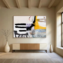 Load image into Gallery viewer, Bold Black, White, and Colorful Abstract Collage Abstract acrylic painting DLZ112
