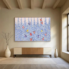 Load image into Gallery viewer, Blue Flowers with Butterflies Abstract Painting on Canvas - “Butterfly Bliss” DKH659
