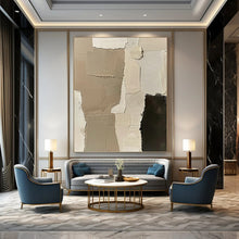 Load image into Gallery viewer, “Neutral Collage Textures” - Beige, Black Abstract Art on Canvas DKH1161
