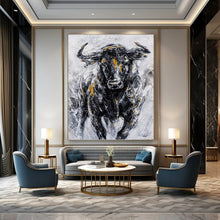 Load image into Gallery viewer, “Textured Bull with Gold Accents” - Impasto Animal Art on Canvas DKH1455
