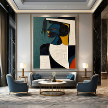 Load image into Gallery viewer, “Cubist Woman with Textured Background” - Abstract Figurative Art on Canvas DKH1467

