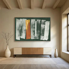 Load image into Gallery viewer, Green - Based Brushstroke Abstract Painting on Canvas - “Vibrant Strips” DKH612
