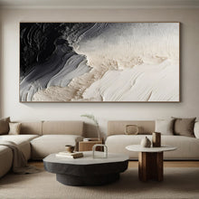 Load image into Gallery viewer, Hand - painted Large - scale Black - White Textured Abstract Acrylic Art for Industrial - Style Lofts LargeART0081
