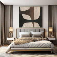 Load image into Gallery viewer, Oversized Hand - painted Brown &amp; Black Geometric Art for Mid - Century Modern Living Rooms LargeART0155
