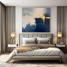 Load image into Gallery viewer, Navy &amp; Gold Abstract Canvas Painting 3, Great for Chic Hotel Lobby &amp; Upscale Home Bar LargeART1311
