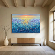 Load image into Gallery viewer, Seaside Sunset “Vibrant Horizon” Painting on Canvas, Luminous Ocean Art DKH855
