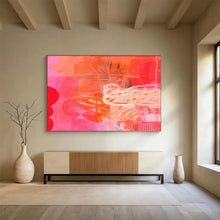 Load image into Gallery viewer, Bold Pink &amp; Orange Abstract Art for Trendy Teen Room &amp; Creative Coworking DKH067
