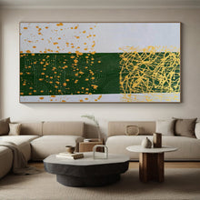 Load image into Gallery viewer, Large - Format Green &amp; Gold Abstract Art for Boho - Chic Bedroom &amp; Art Gallery Hallway LargeART0476
