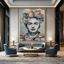 Load image into Gallery viewer, Colorful Mixed - Media Abstract Portrait, Frida - Themed Art for Bohemian Living Room &amp; Art Gallery LargeART2184
