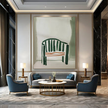 Load image into Gallery viewer, Green - Striped Chair Abstract Painting, Suited for Eclectic Kitchen &amp; Cozy Reading Nook LargeART2028
