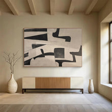 Load image into Gallery viewer, Black &amp; White Geometric Abstract Art for Modern Office &amp; Minimalist Café DKH085
