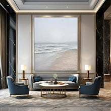 Load image into Gallery viewer, “Serene Shore” ，Soft gray - blue sky, gentle blue and white waves, beige sand, creating a calm beach scene. DTP310
