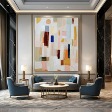 Load image into Gallery viewer, “Colorful Abstract Blocks” - Pastel Pink, Blue, Yellow, Green Abstract Art on Canvas DKH1113
