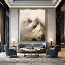Load image into Gallery viewer, Gray &amp; White Abstract Mountain Painting, Perfect for Nature - Inspired Living Room &amp; Serene Office LargeART2092
