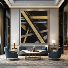 Load image into Gallery viewer, Gold &amp; Silver Abstract Geometry - Perfect for Luxury Bedroom &amp; Upscale Lounge LargeART2388
