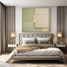 Load image into Gallery viewer, Green &amp; Beige Geometric Abstract Painting, Ideal for Modern Minimalist Home &amp; Calm Office Space LargeART1443
