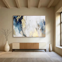 Load image into Gallery viewer, Blue, White, and Gold Abstract Painting for Coastal Bedroom &amp; Chic Bathroom DKH128
