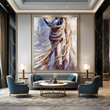 Load image into Gallery viewer, “White Horse with Flowing Mane” - Impressionistic Equine Art on Canvas DKH1653
