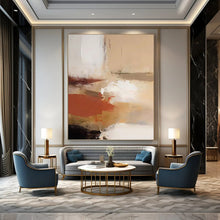 Load image into Gallery viewer, “Neutral Abstract Flow” - Beige, Brown, White, Red Abstract Art on Canvas DKH1245
