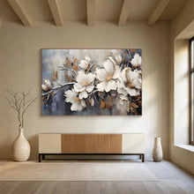 Load image into Gallery viewer, Textured Floral Abstract Painting on Canvas - “Neutral Blooms” DKH707
