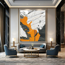 Load image into Gallery viewer, “Orange, Grey, White Abstract” - Modern Abstract Art on Canvas DKH1528
