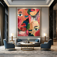 Load image into Gallery viewer, Cubist Abstract Portrait Art, Vibrant Color - Dripped Painting for Eclectic Lounge &amp; Bold Office LargeART2235
