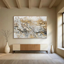 Load image into Gallery viewer, Hand - painted Large - scale Gray - Gold Textured Abstract Acrylic Art for Sophisticated Living Rooms LargeART1775
