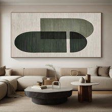 Load image into Gallery viewer, Green &amp; Black Geometric Abstract Art – Ideal for Modern Office Lobby &amp; Minimalist Living Room LargeART0674
