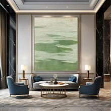 Load image into Gallery viewer, “Textured Green Fields” - Green, White Abstract Art on Canvas DKH1217
