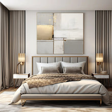 Load image into Gallery viewer, Gray &amp; Gold Geometric Abstract Painting, Suited for Luxury Living Room &amp; Sophisticated Office LargeART1432
